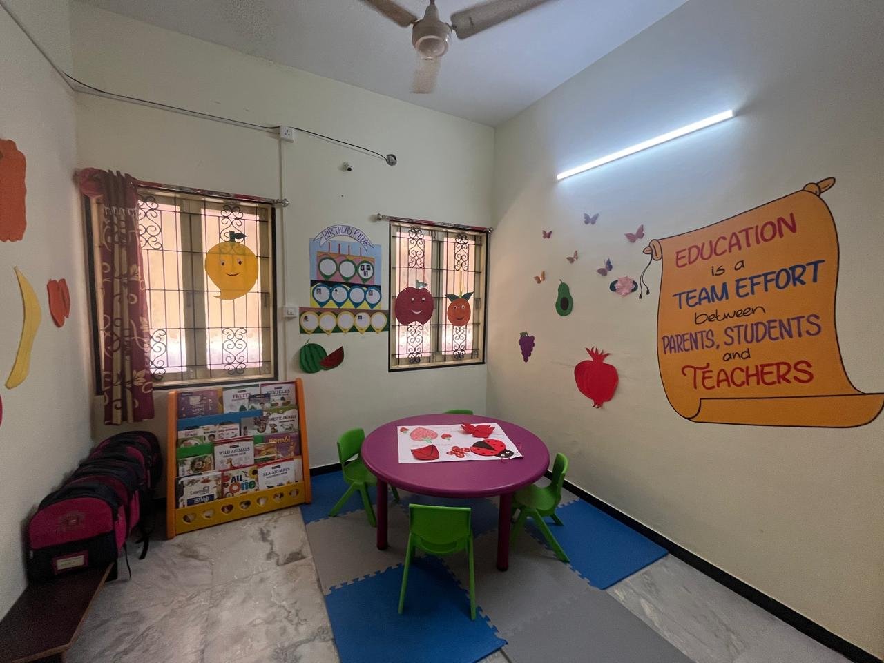 Hygienic daycare sleeping area with child cots
